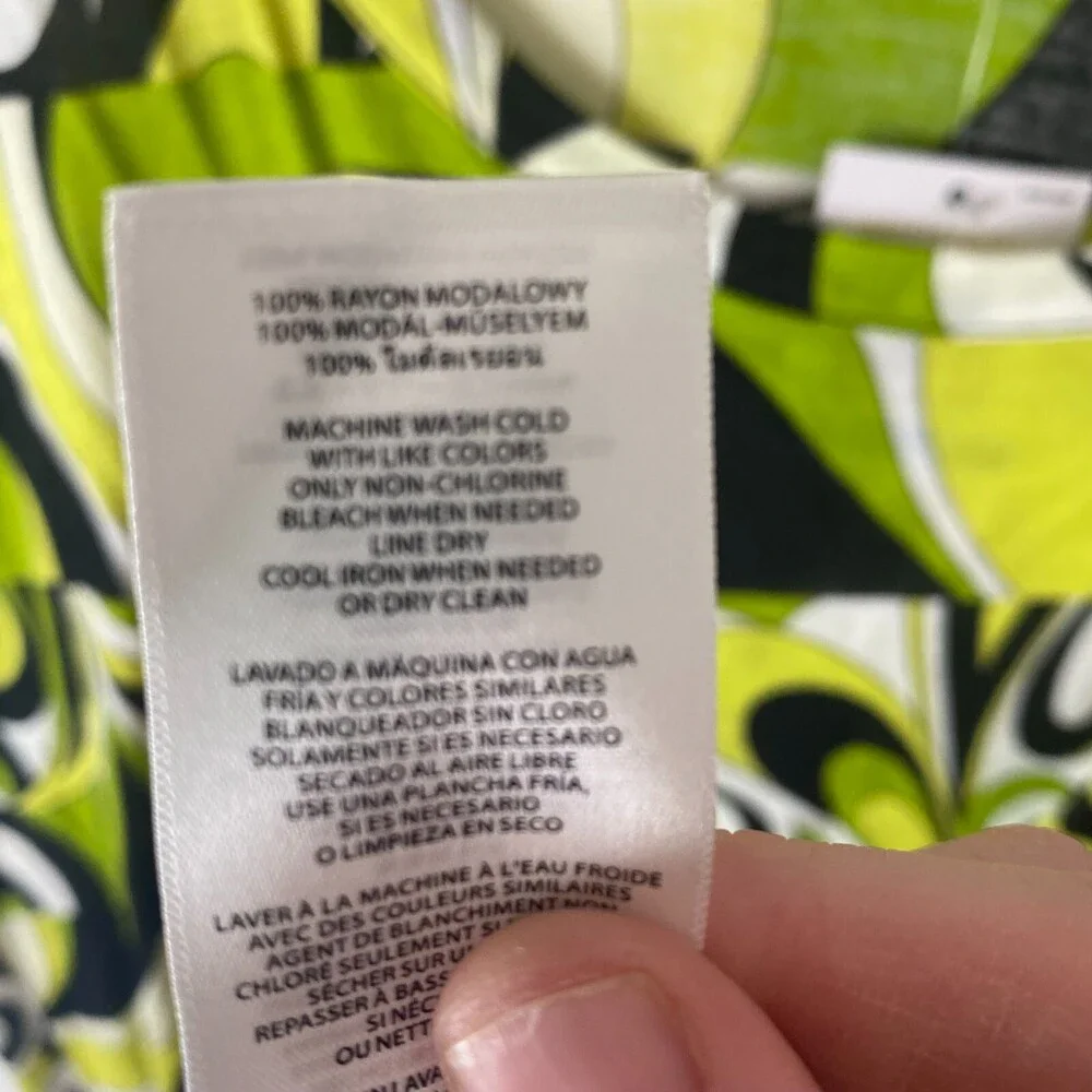Michael Kors Lime White Black Pattern Women's Spring Round Neck Top MS45E56DX6